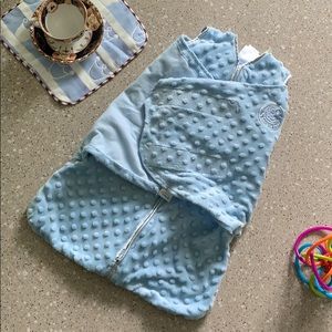 Halo Microfleece Swaddle Sleeper in baby blue
